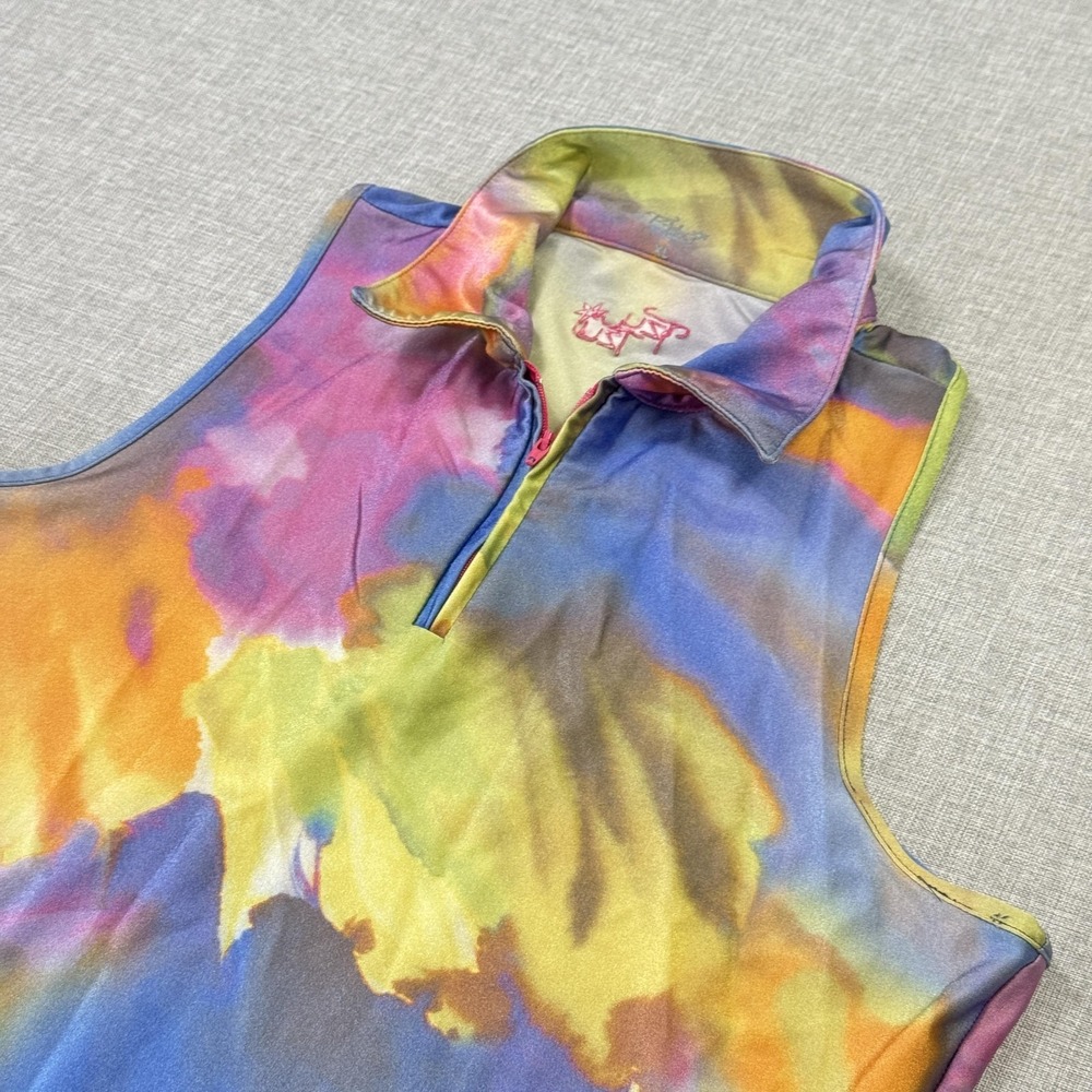 Tzu Tzu 1/4 Zip Polo Shirt Mens XL‎ Multicolor Sleeveless Golf Performance